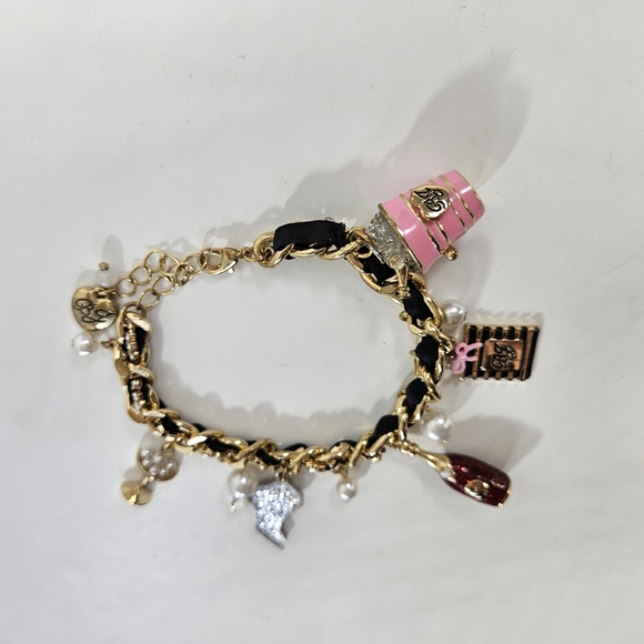 Gold Charm Bracelet with Pink and Silver Accents - Picture 3 of 4